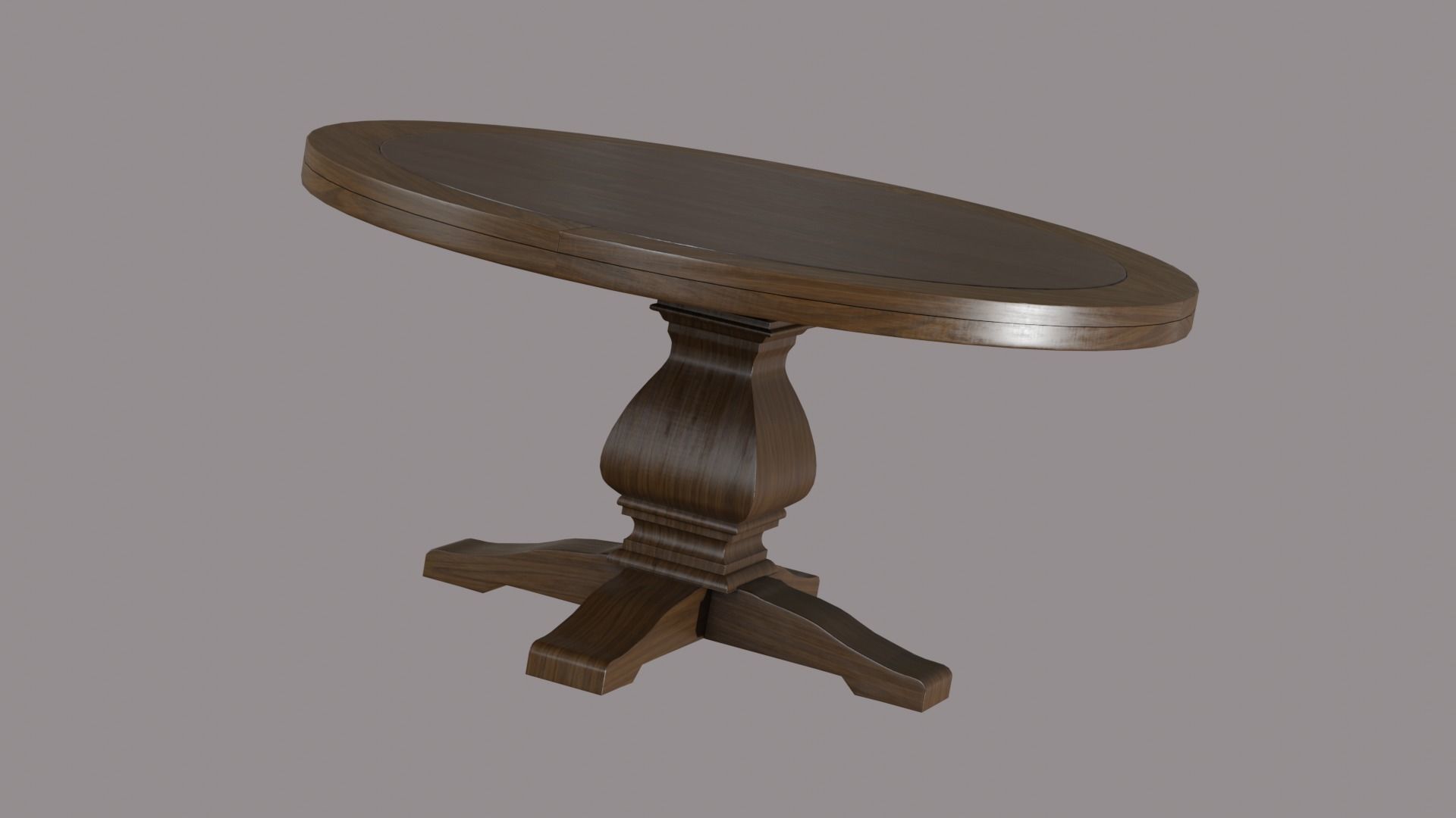 Round Lisette Dining Table walnut wood Low-poly 3D model_2