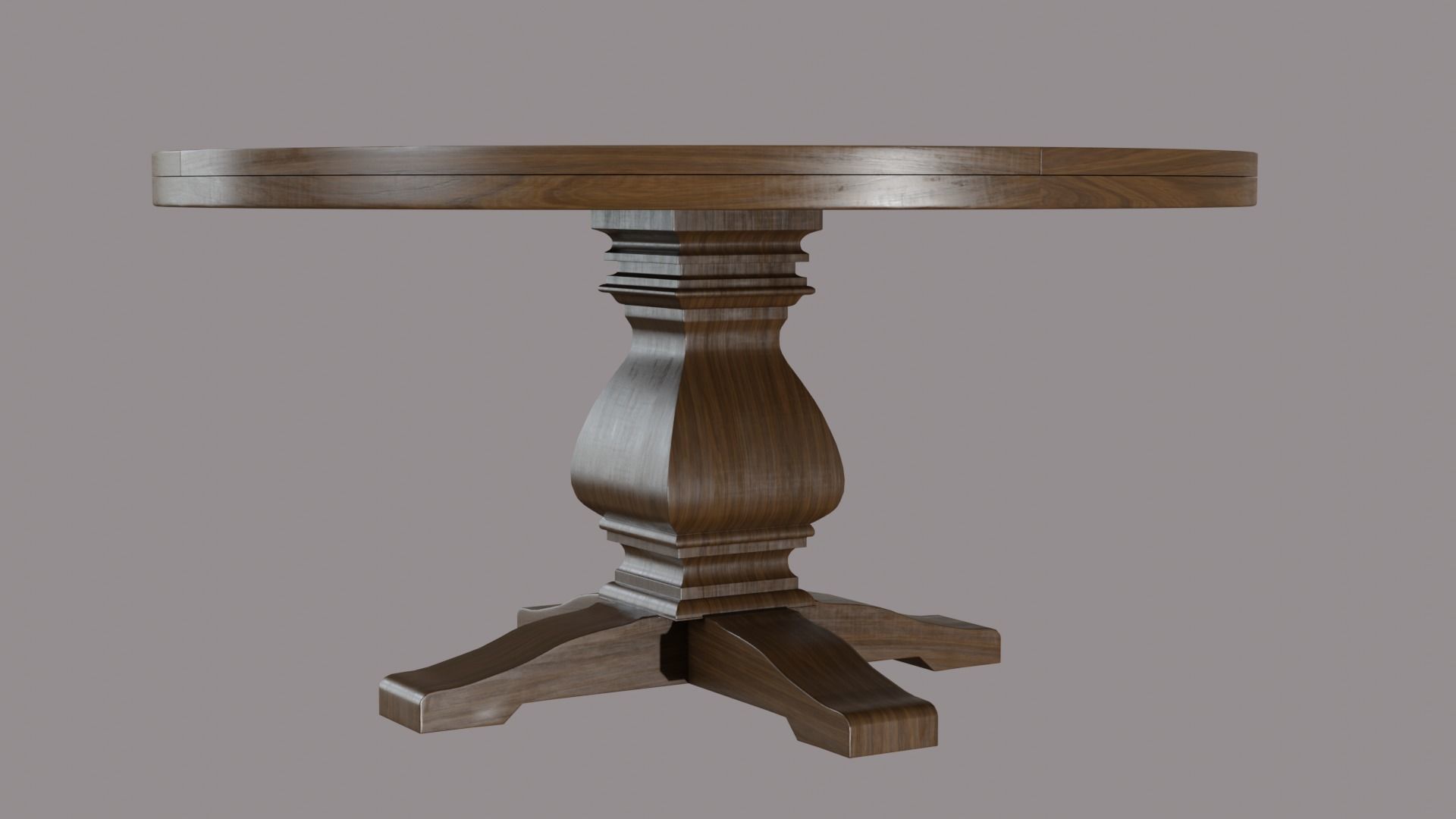 Round Lisette Dining Table walnut wood Low-poly 3D model_4