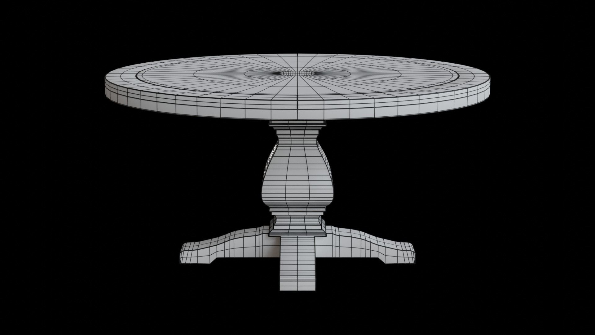 Round Lisette Dining Table walnut wood Low-poly 3D model_7