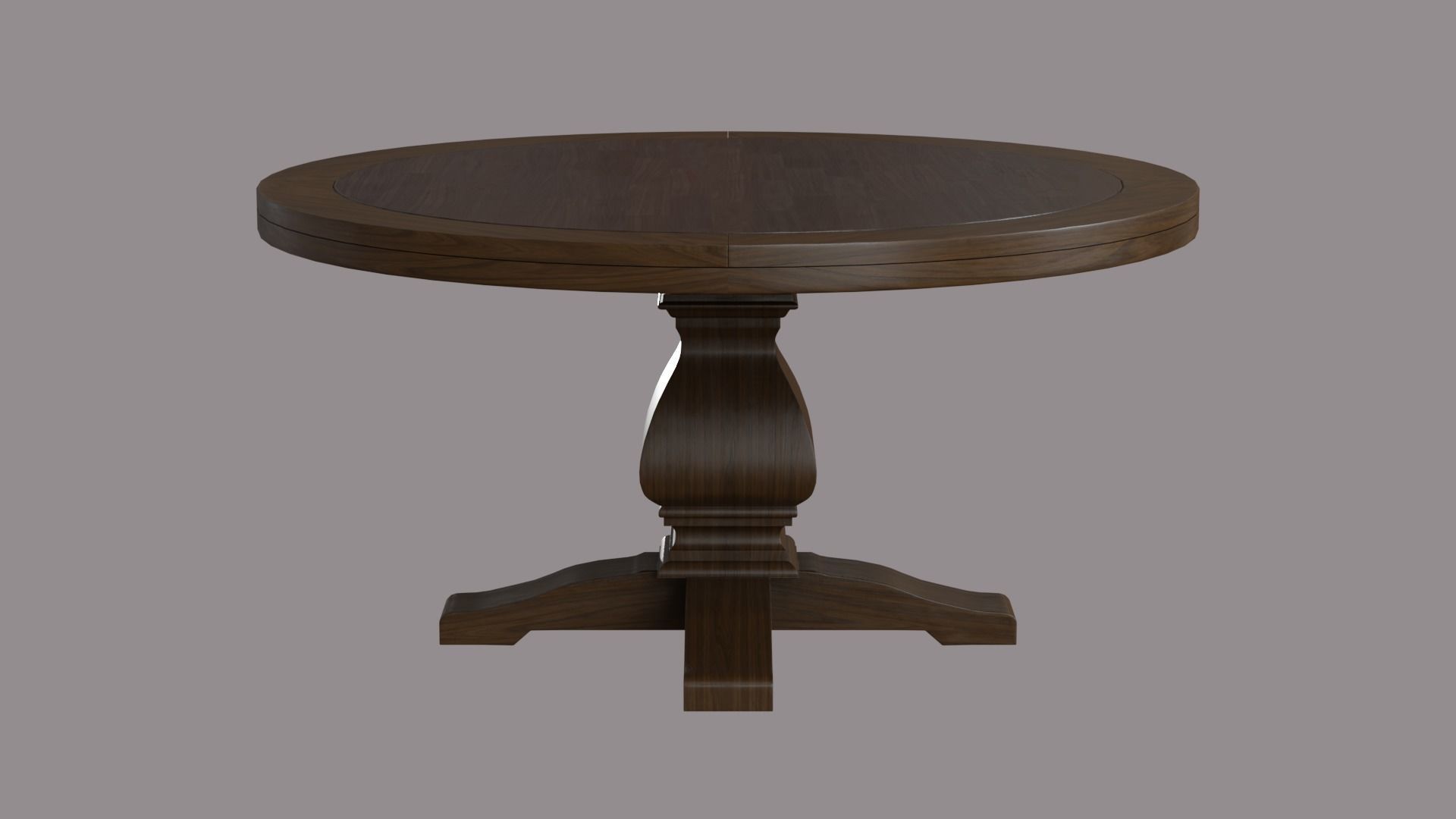 Round Lisette Dining Table walnut wood Low-poly 3D model_1