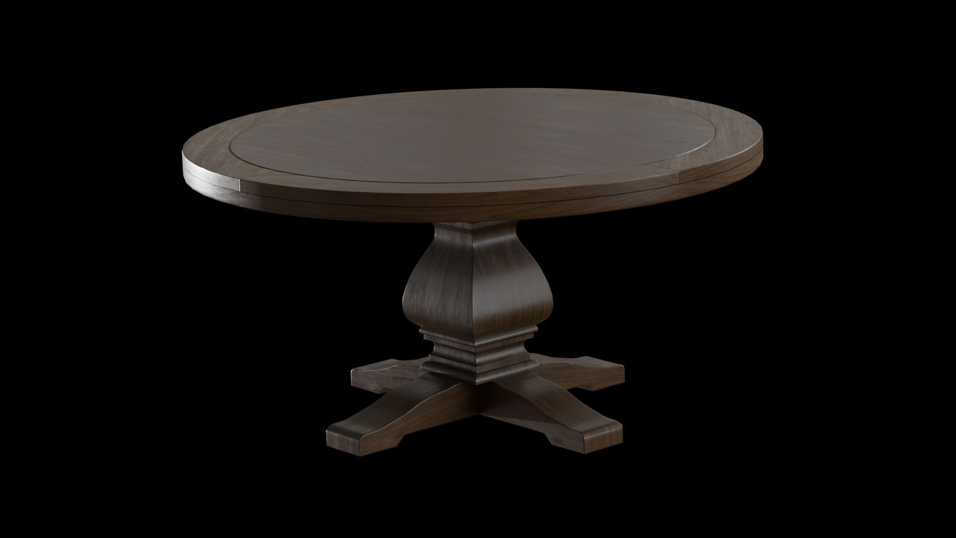 Round Lisette Dining Table walnut wood Low-poly 3D model_5