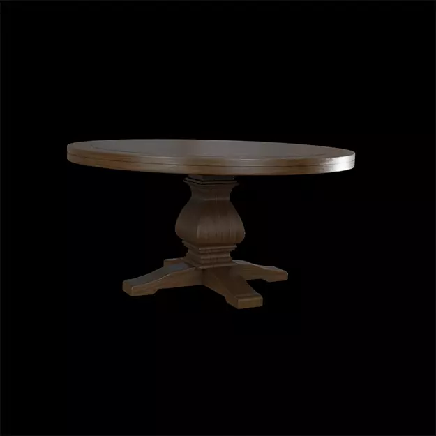 Round Lisette Dining Table walnut wood Low-poly 3D model_0