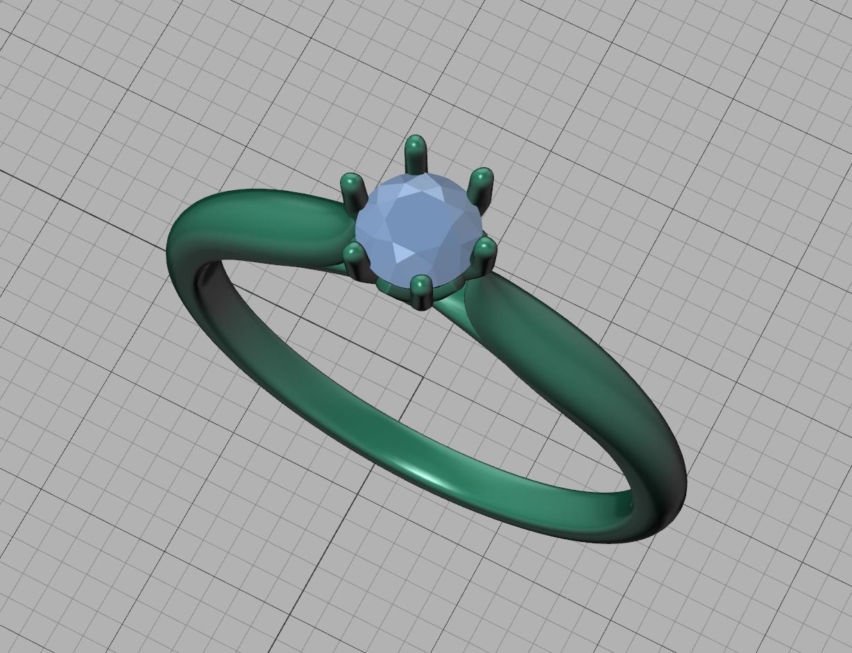 Solitaire Engagement Ring 4mm Stone printable 3dmodel 3D print model_22