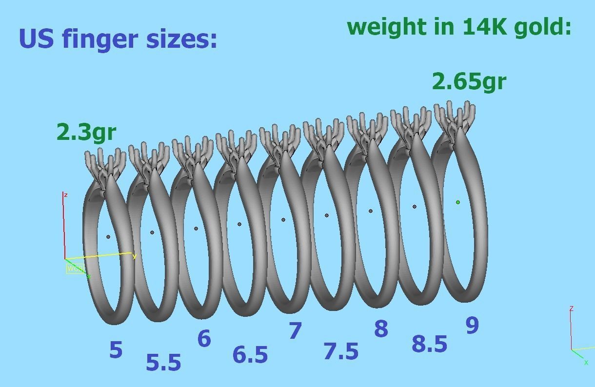 Solitaire Engagement Ring 4mm Stone printable 3dmodel 3D print model_17