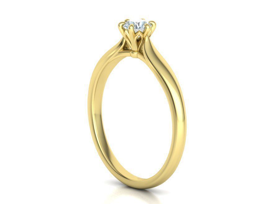 Solitaire Engagement Ring 4mm Stone printable 3dmodel 3D print model_9