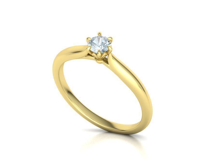 Solitaire Engagement Ring 4mm Stone printable 3dmodel 3D print model_6