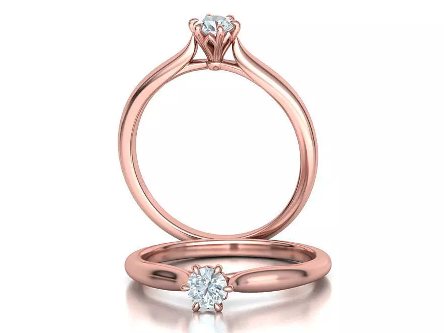 Solitaire Engagement Ring 4mm Stone printable 3dmodel 3D print model_0