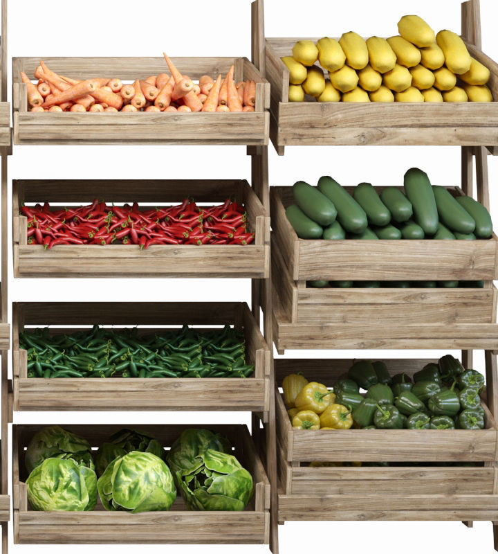 Rack with food and fruit 3D model_4