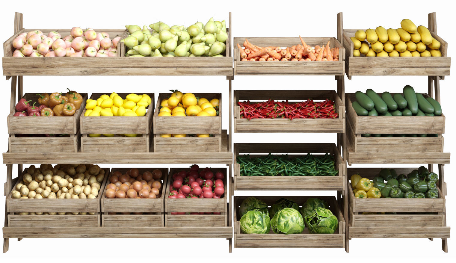 Rack with food and fruit 3D model_2