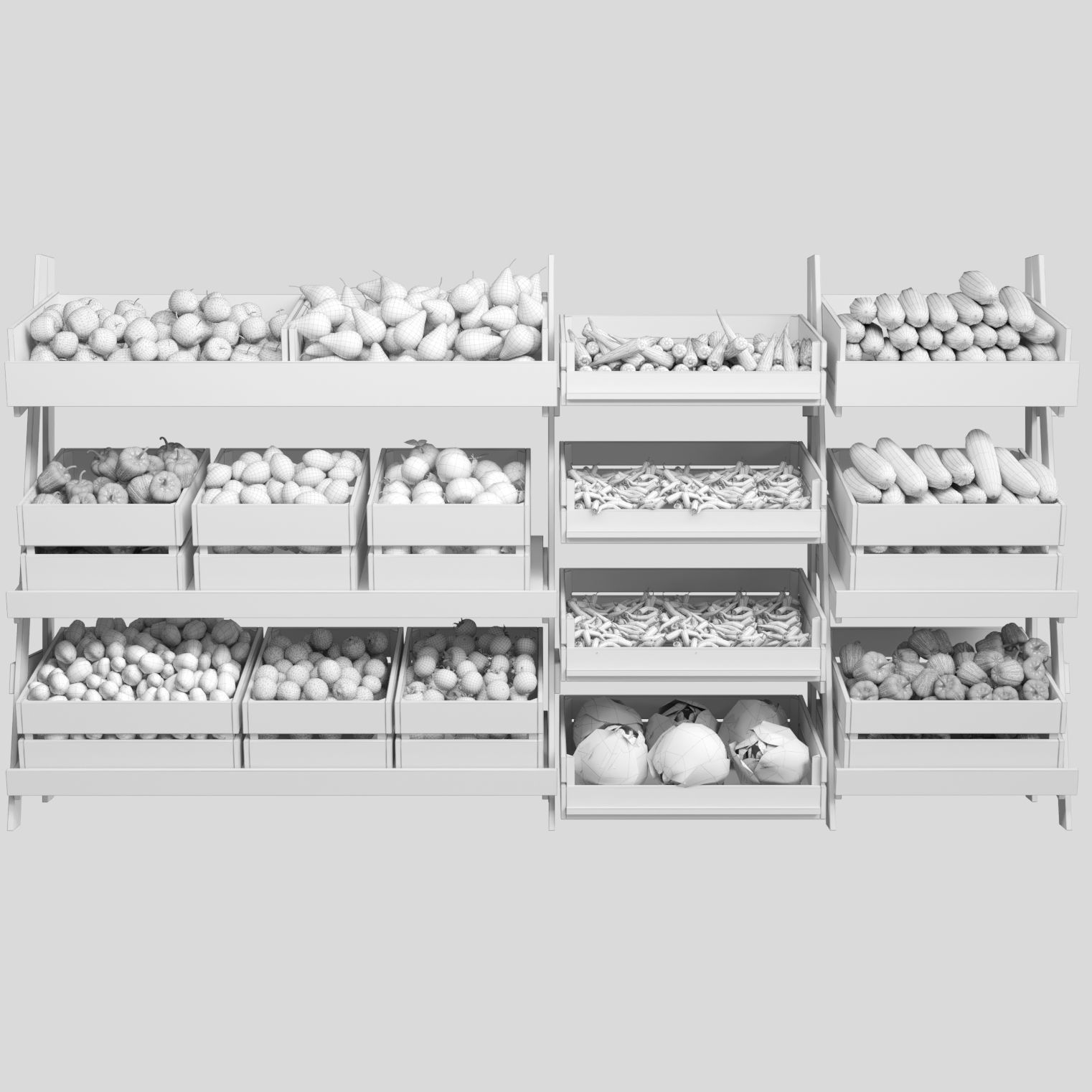 Rack with food and fruit 3D model_1