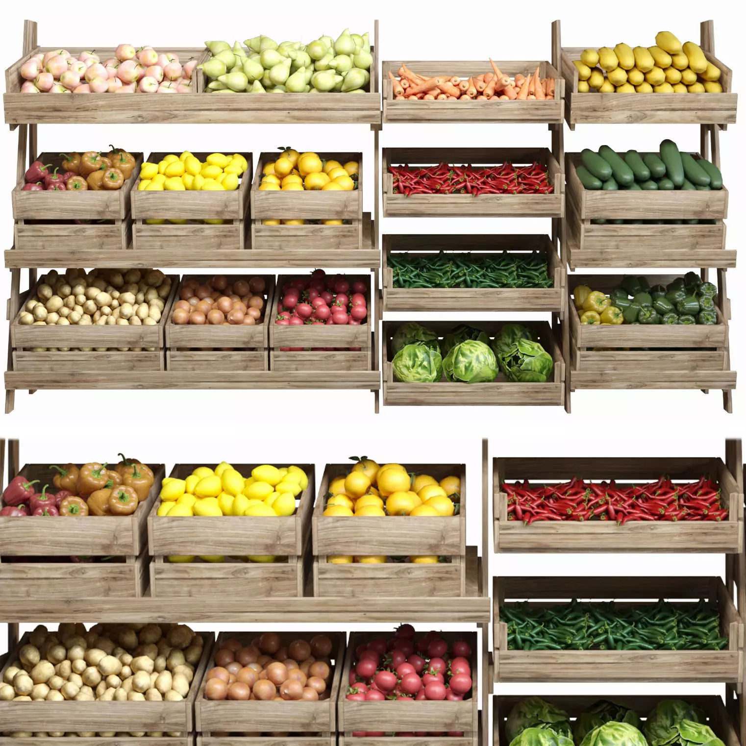 Rack with food and fruit 3D model_0