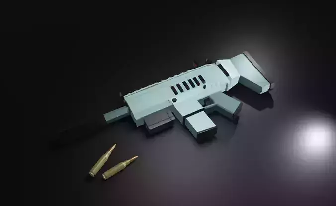Low poly gun Scar l Low-poly 3D model