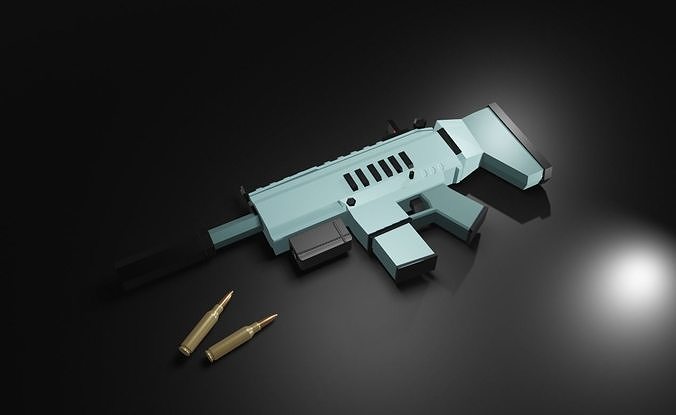 Low poly gun Scar l Low-poly 3D model