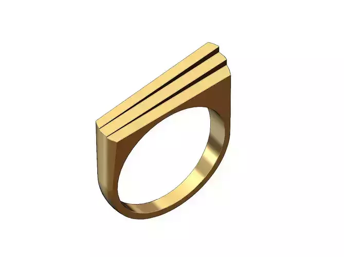  Stepped bars statement signet ring