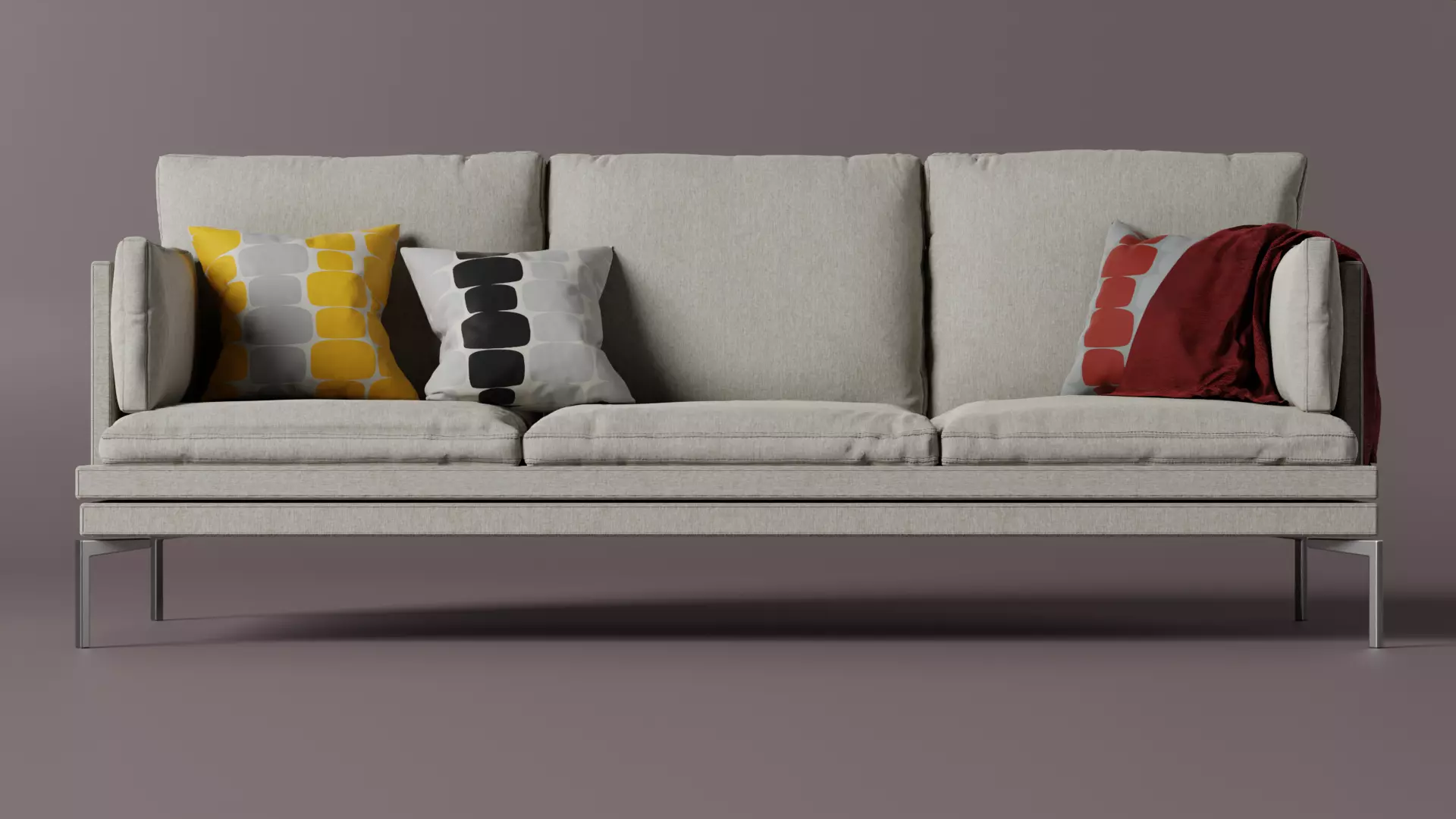 Couch 3D model sofa with pillows 3D model_0