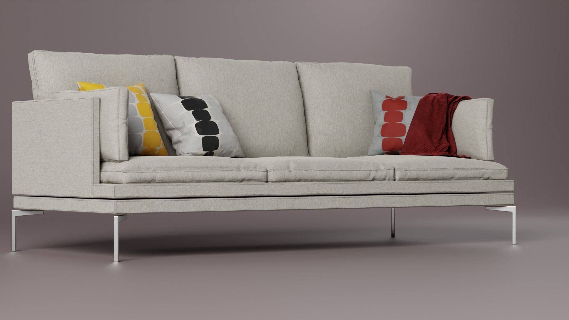 Couch 3D model sofa with pillows 3D model_2