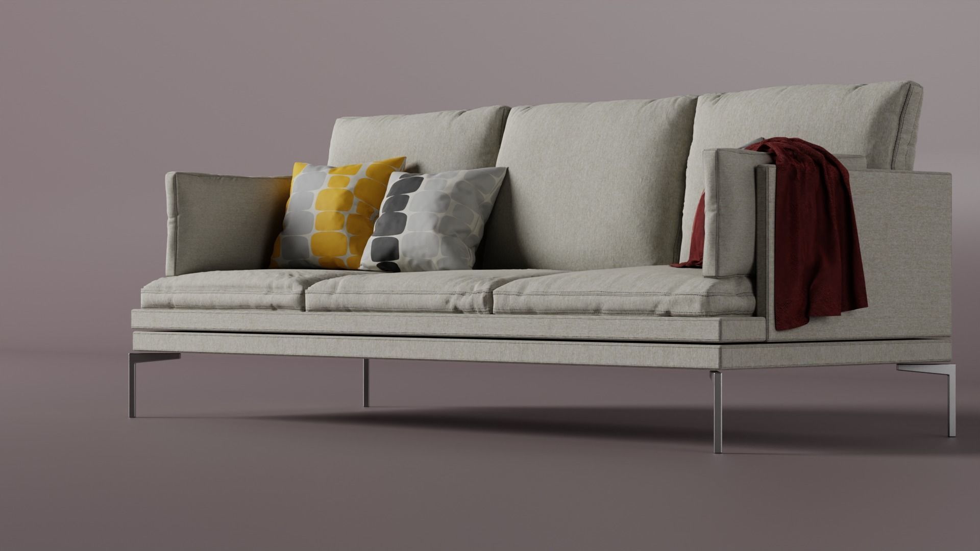 Couch 3D model sofa with pillows 3D model_1