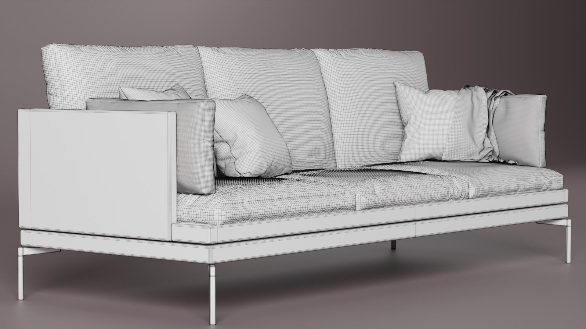 Couch 3D model sofa with pillows 3D model_6