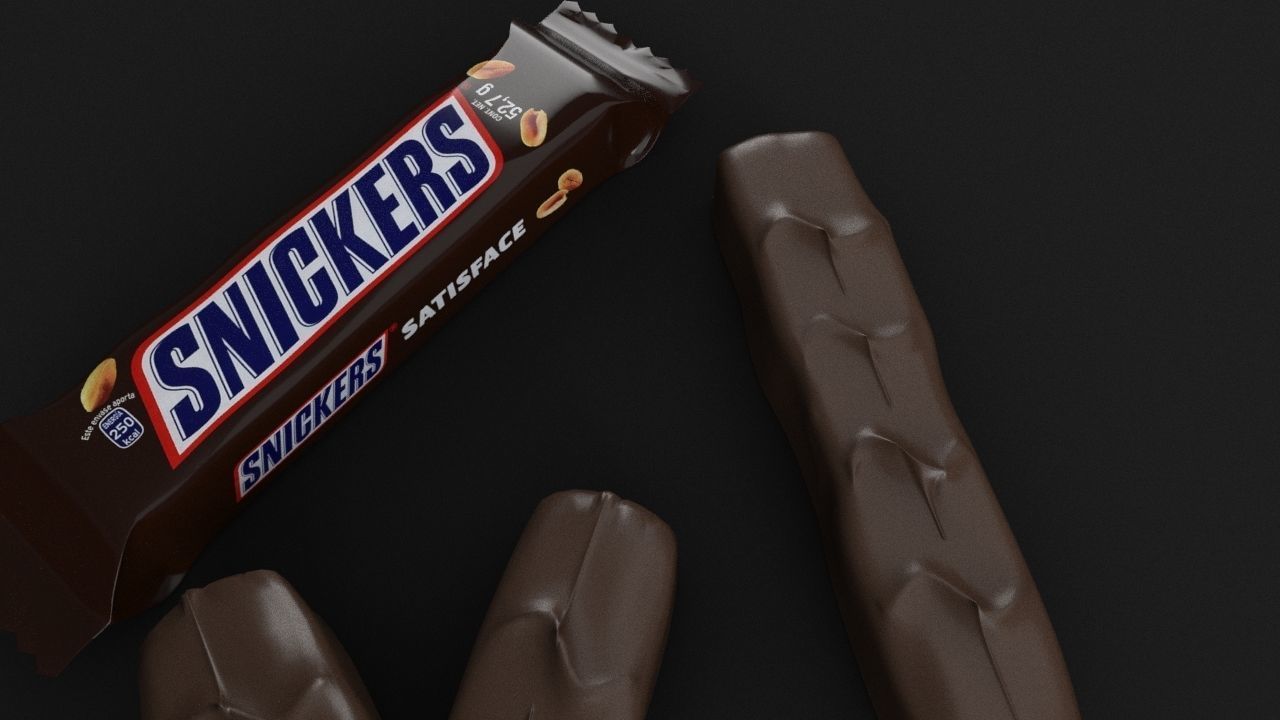 Snickers chocolate with nuts 3D model 3D model_4