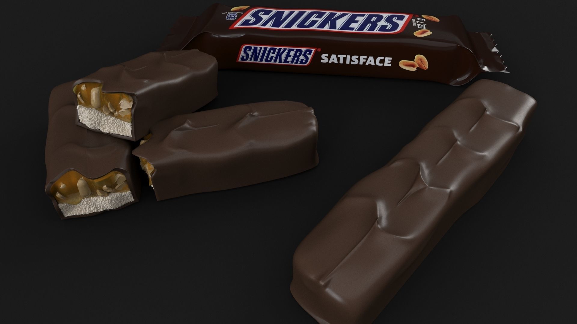 Snickers chocolate with nuts 3D model 3D model_2