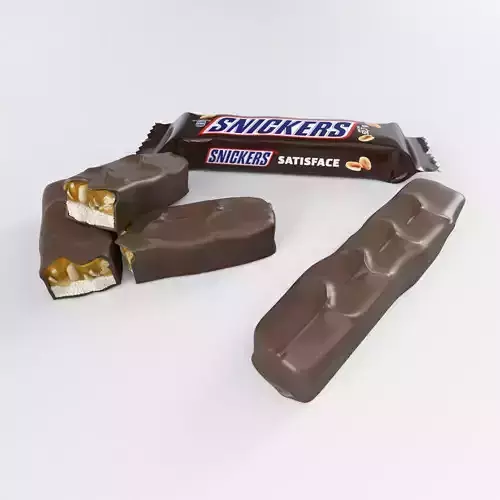 Snickers chocolate with nuts 3D model