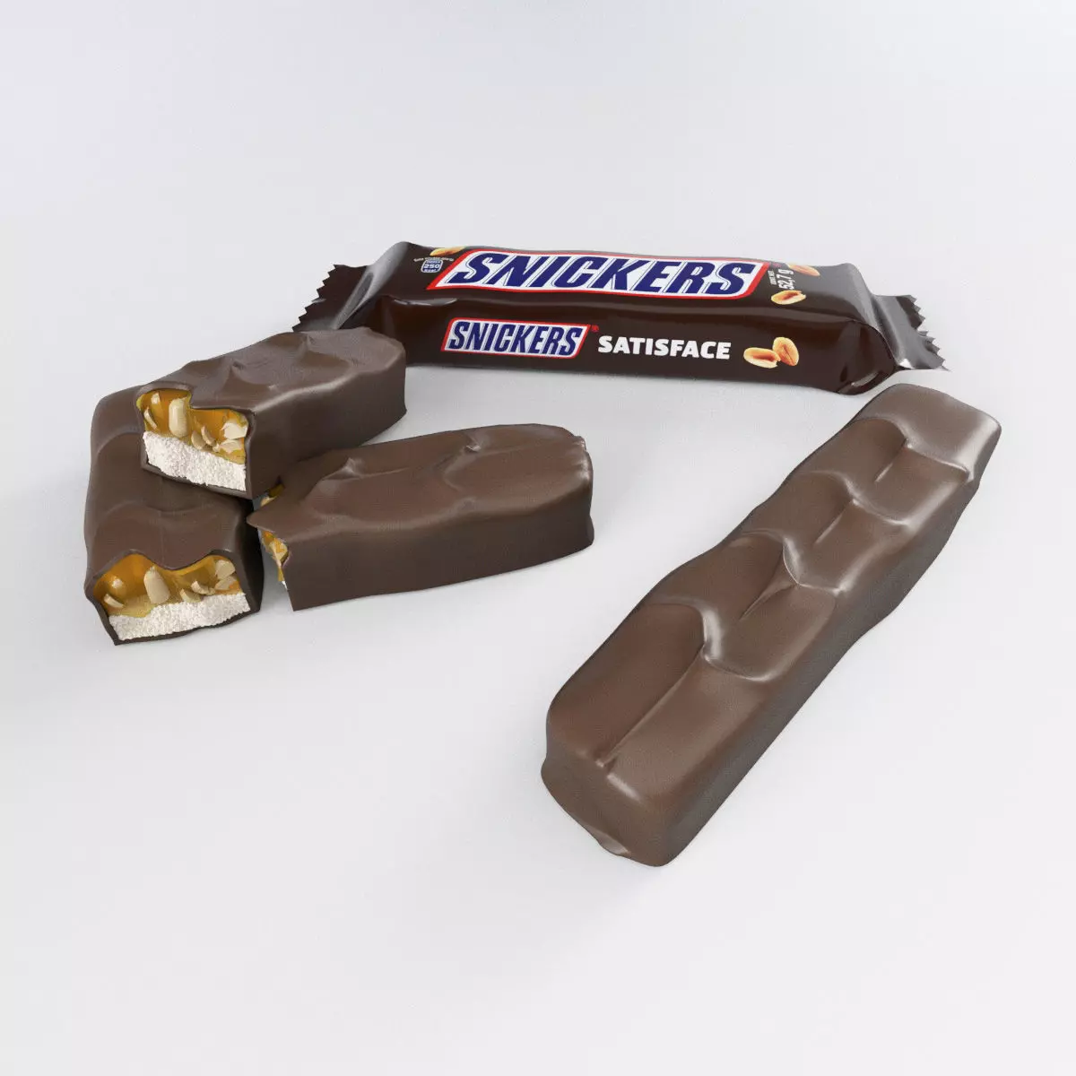 Snickers chocolate with nuts 3D model 3D model_0