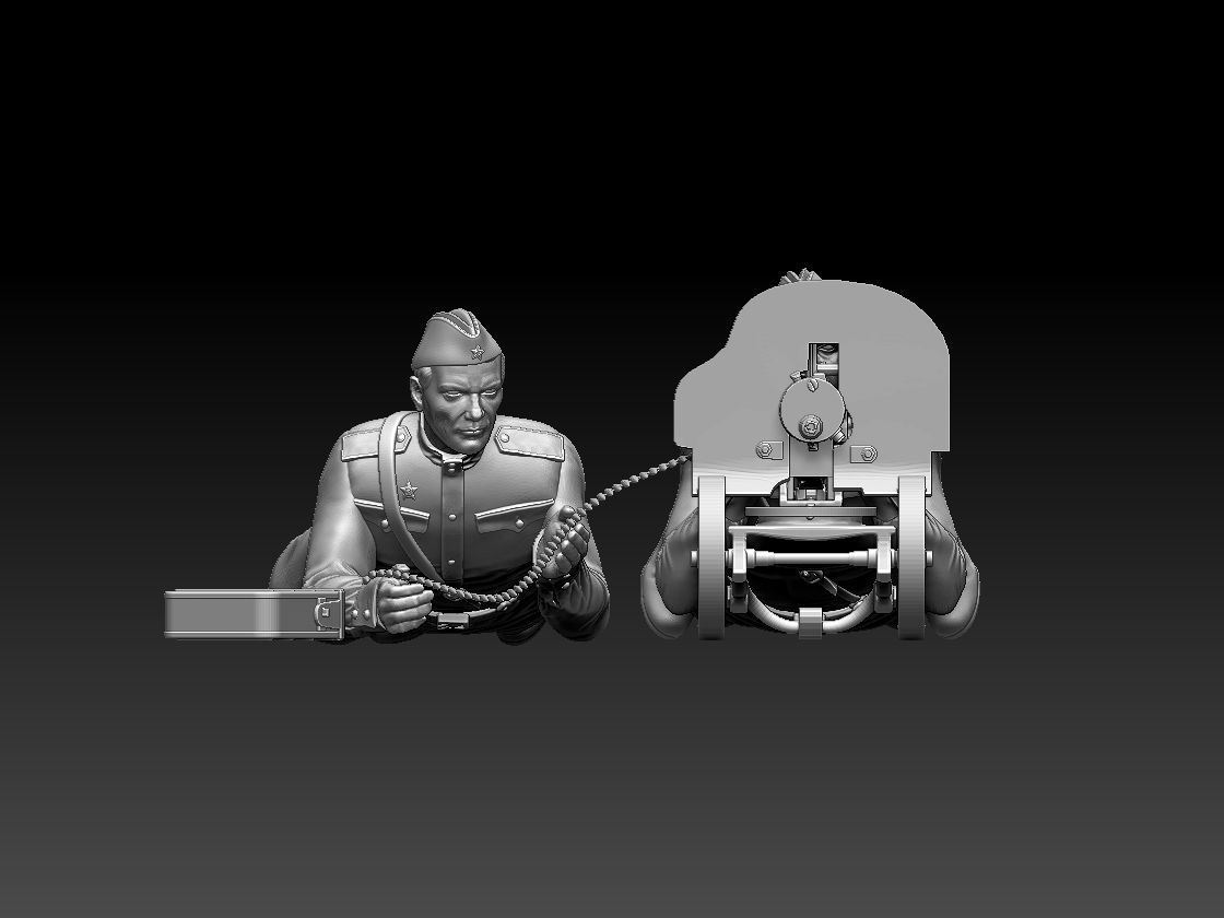 ussr soldiers and Maxim machine gun 3D print model_5