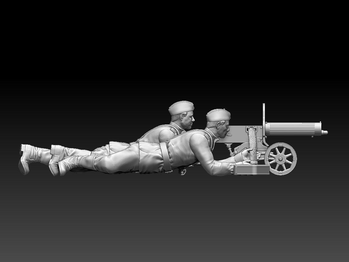 ussr soldiers and Maxim machine gun 3D print model_8