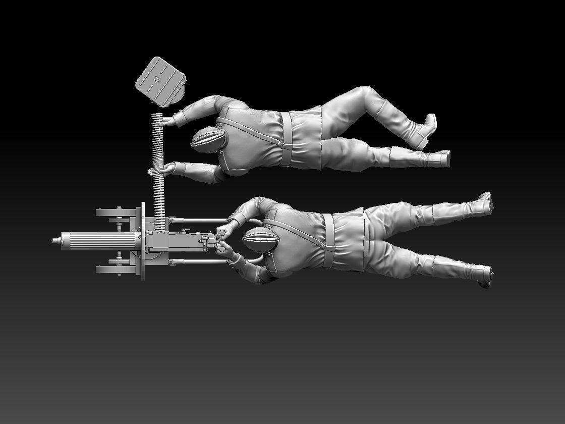 ussr soldiers and Maxim machine gun 3D print model_11