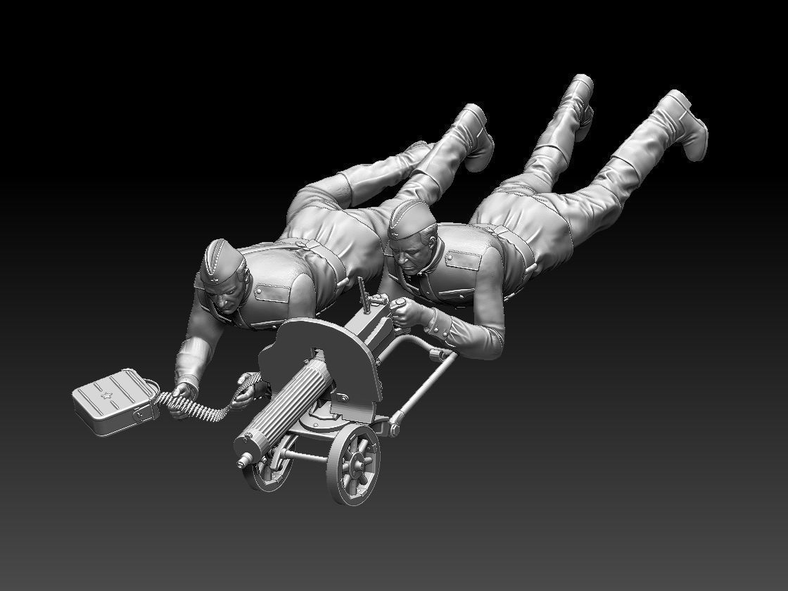 ussr soldiers and Maxim machine gun 3D print model_30