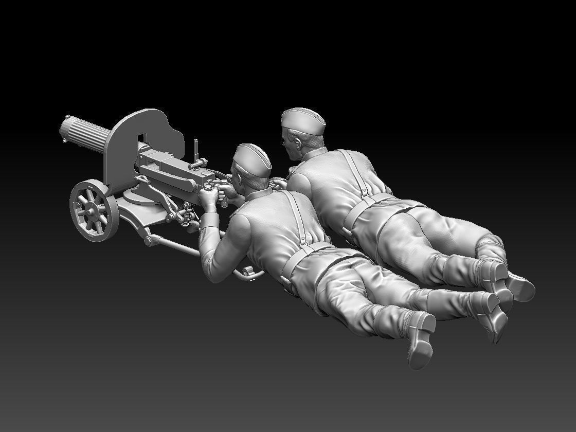ussr soldiers and Maxim machine gun 3D print model_19