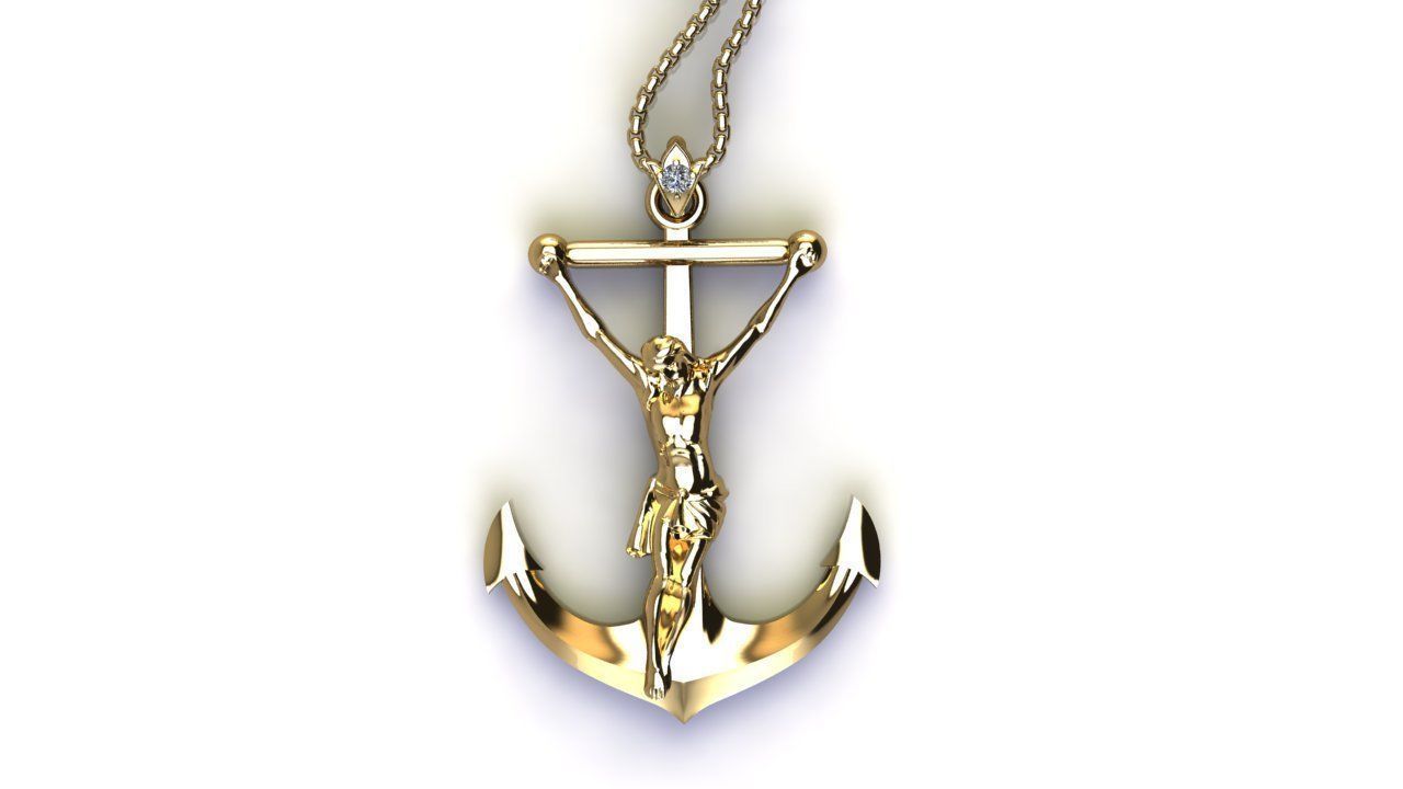 Jesus with anchor design concept 2021 3D model_1