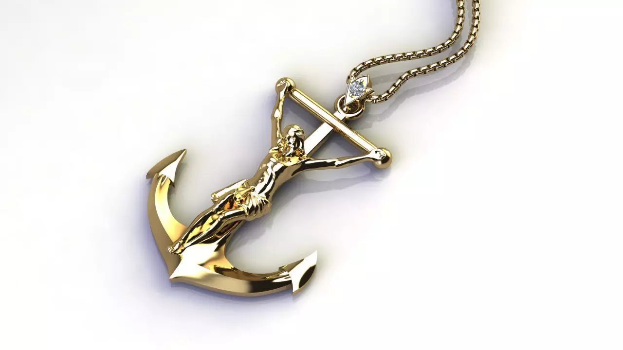 Jesus with anchor design concept 2021 3D model_0