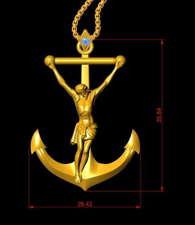 Jesus with anchor design concept 2021 3D model_2