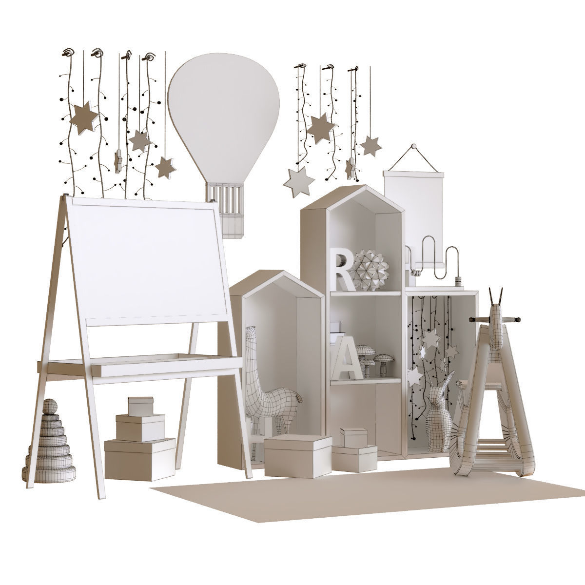 Children decor set 002 Low-poly 3D model_5