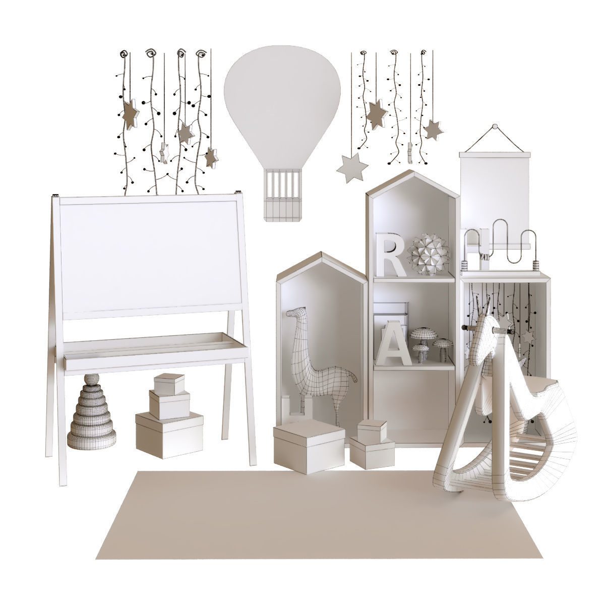 Children decor set 002 Low-poly 3D model_6