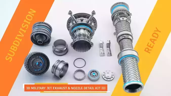 3d Military Jet Exhaust and Nozzle Detail kit III
