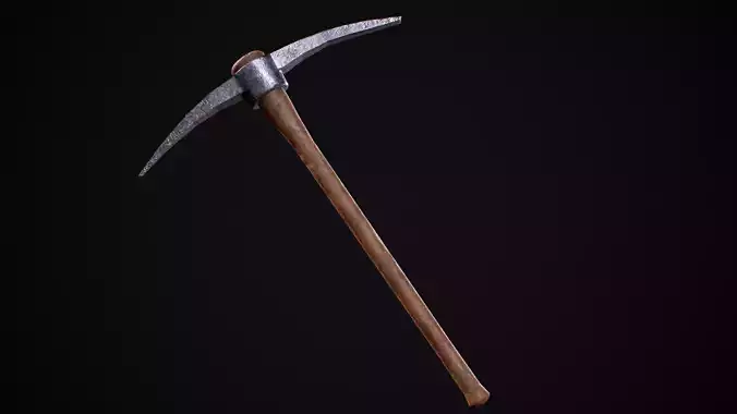 Game Ready Pickaxe wooden tool Low-poly 3D model