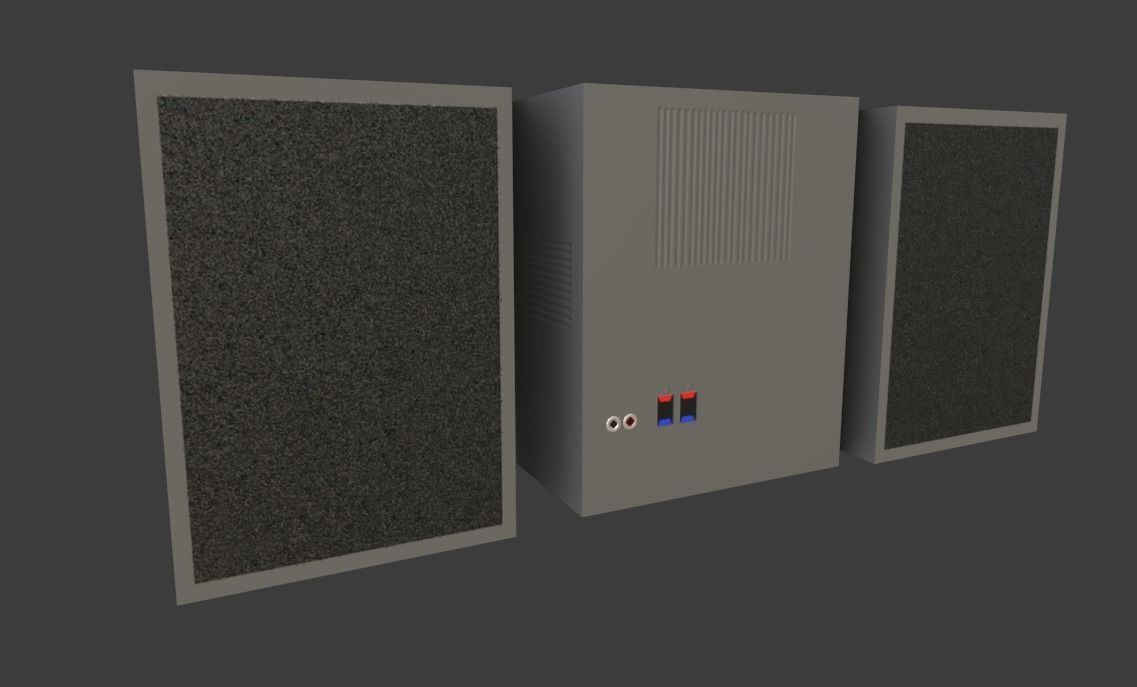 Vintage 3 Discs AM FM Tape Radio PBR Lowpoly Low-poly 3D model_2