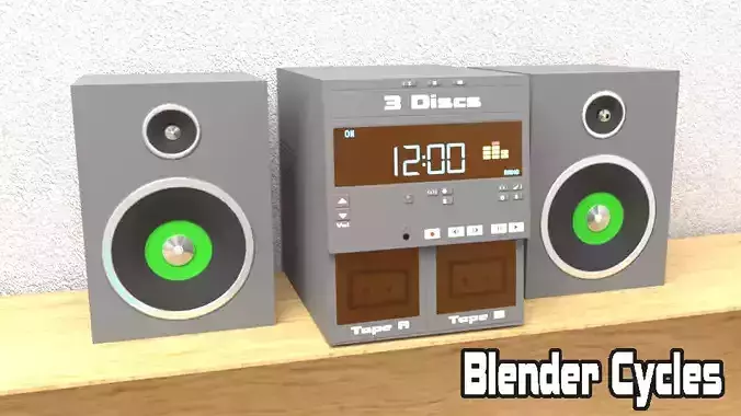 Vintage 3 Discs AM FM Tape Radio PBR Lowpoly