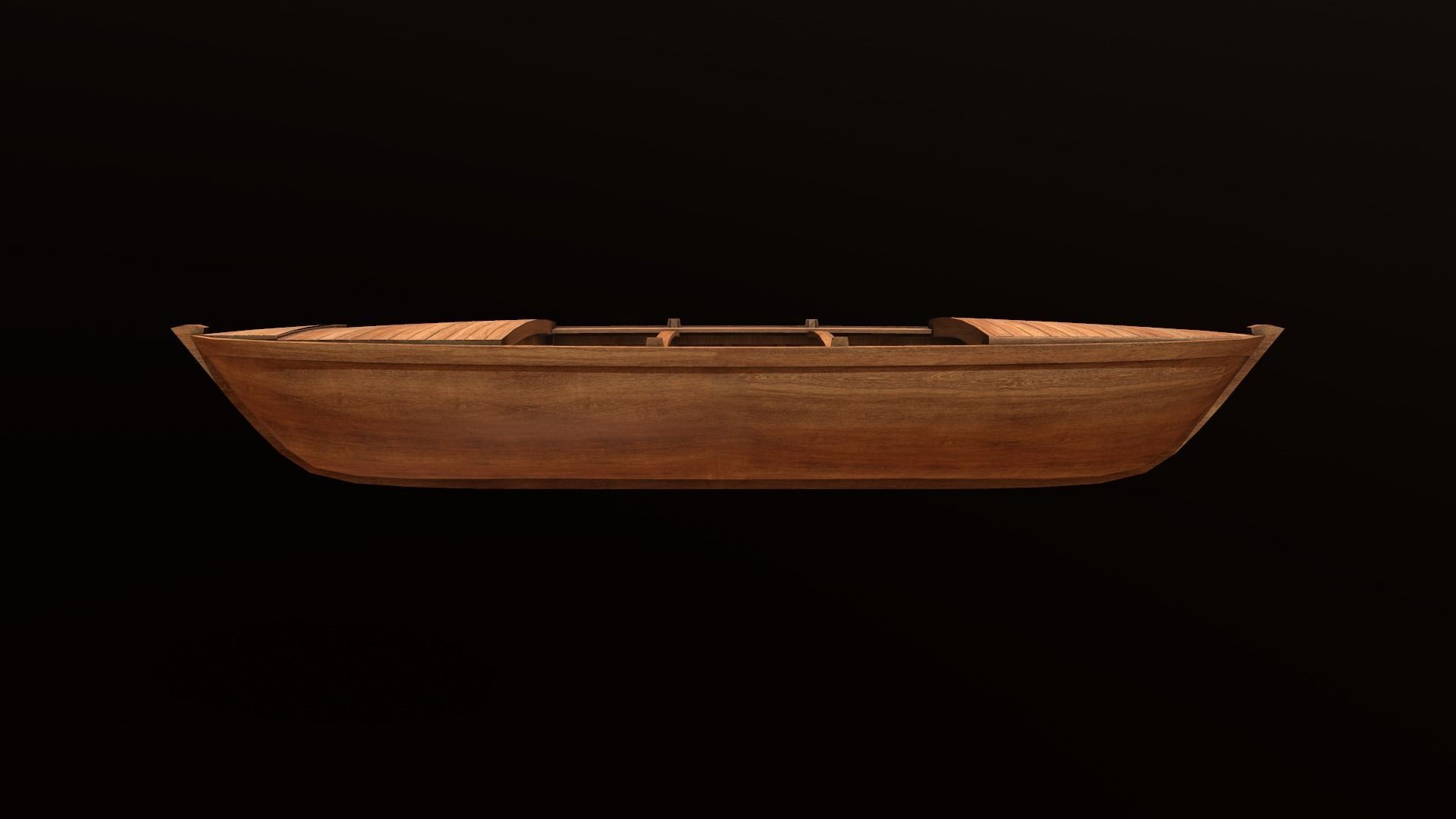 Wooden Boat-1 Low-poly 3D model_8