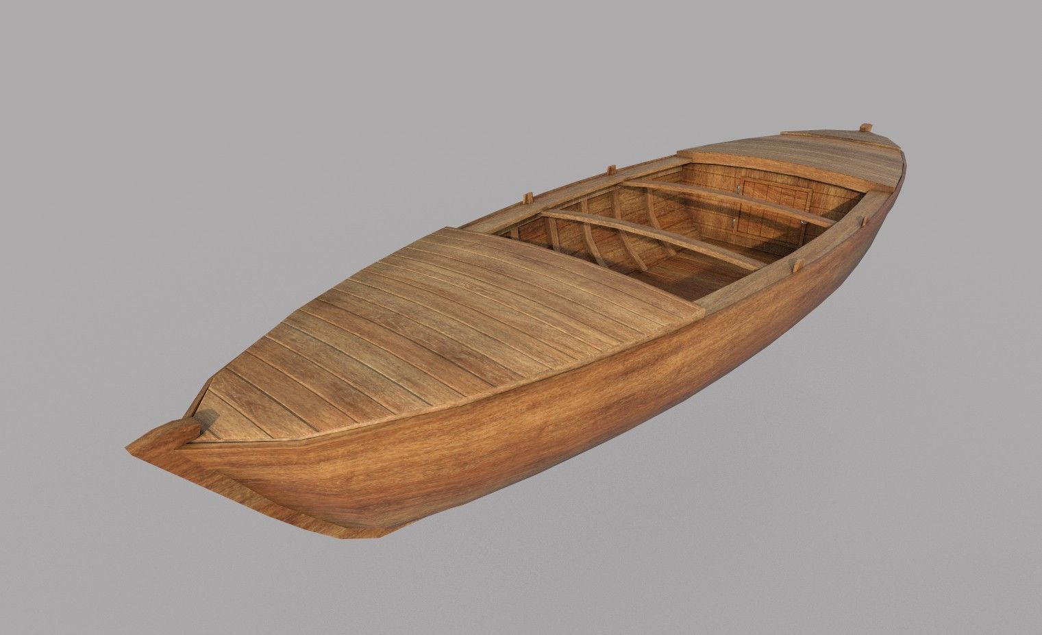 Wooden Boat-1 Low-poly 3D model_4