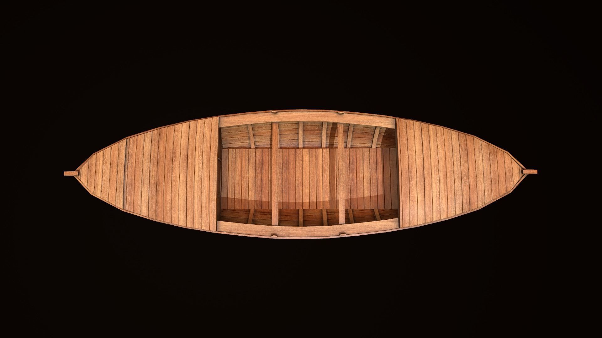 Wooden Boat-1 Low-poly 3D model_9