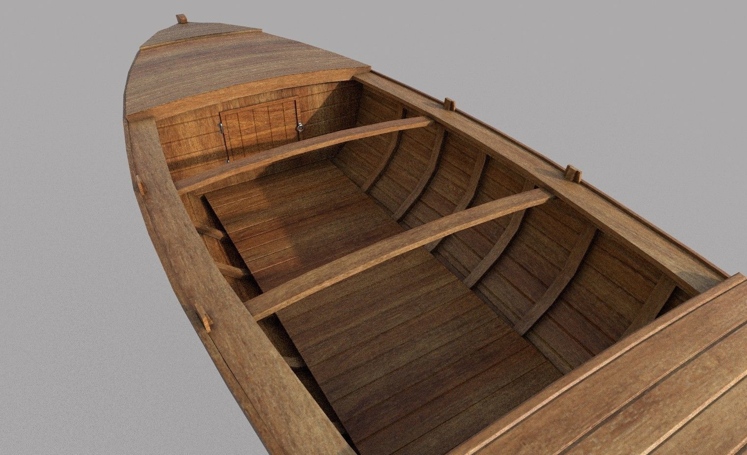 Wooden Boat-1 Low-poly 3D model_2