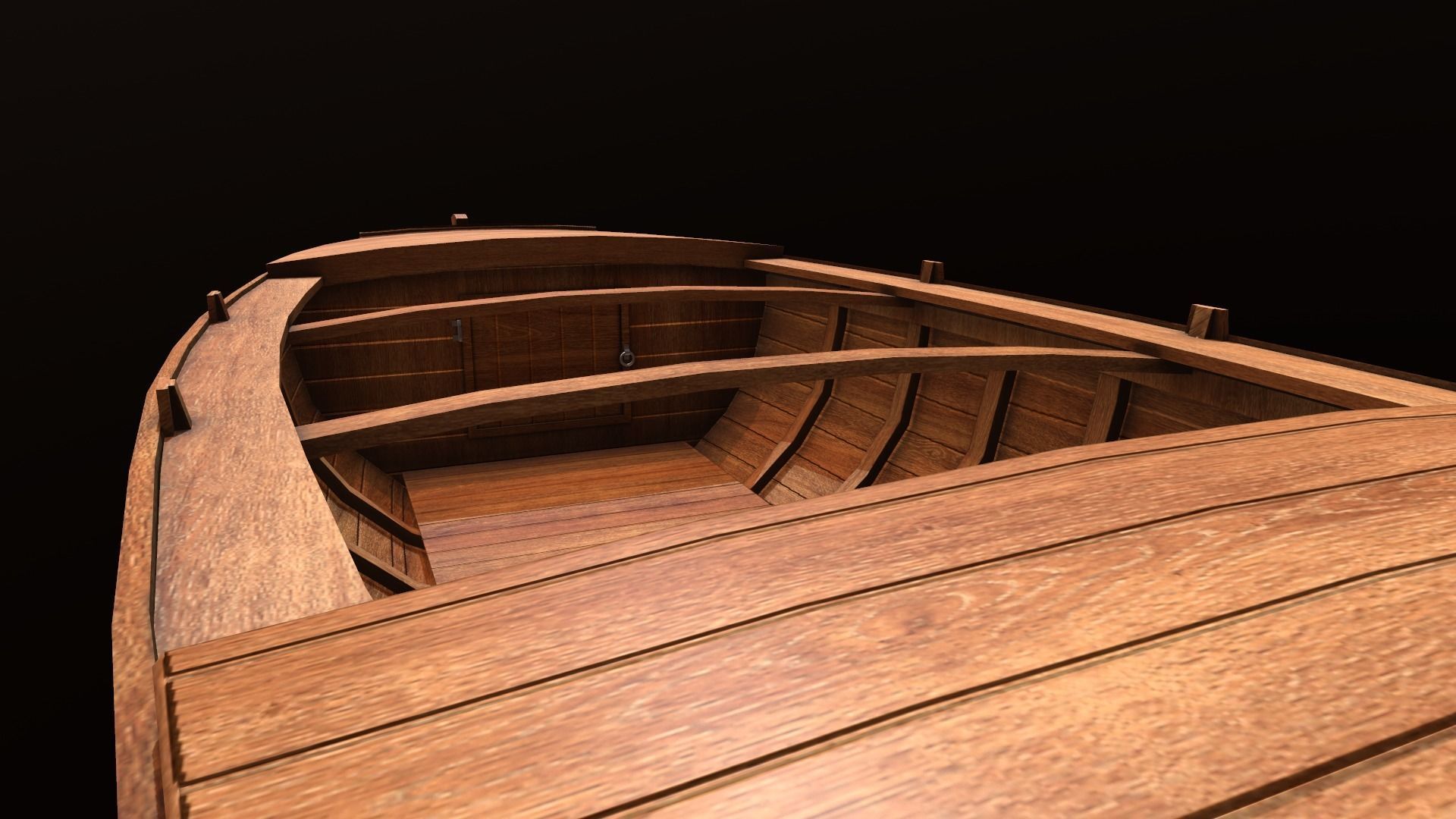 Wooden Boat-1 Low-poly 3D model_6