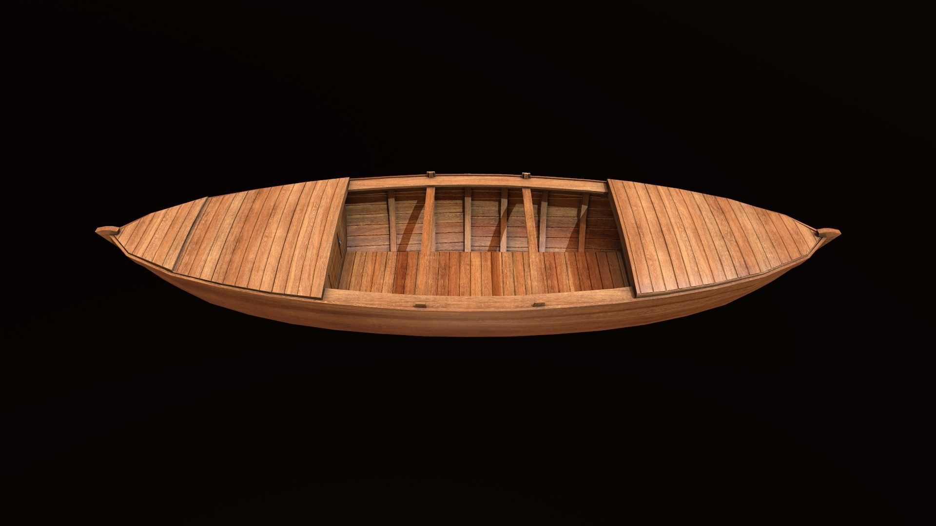 Wooden Boat-1 Low-poly 3D model_5