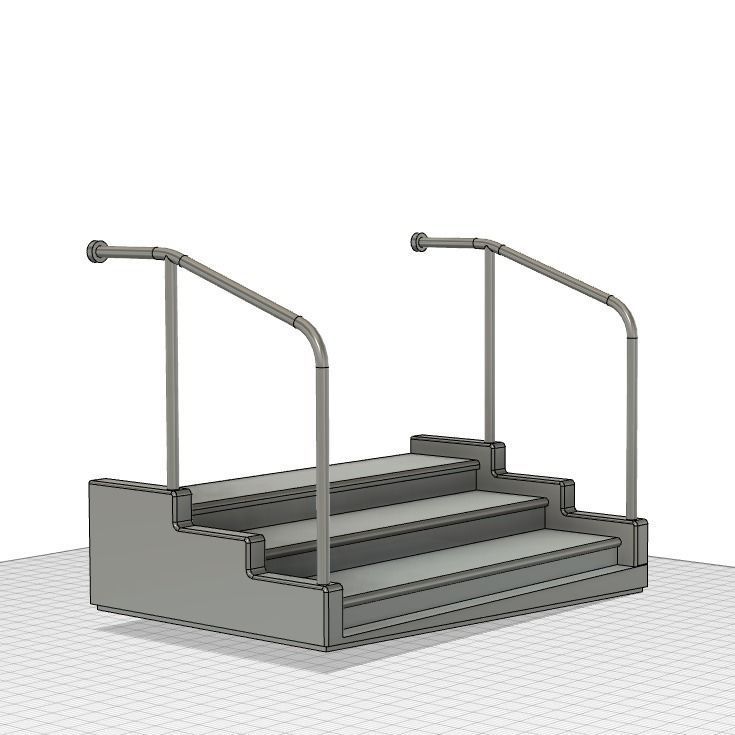 STEPS AND HANDRAILS 7MM SCALE O GAUGE MODEL RAILWAY 3D model_2