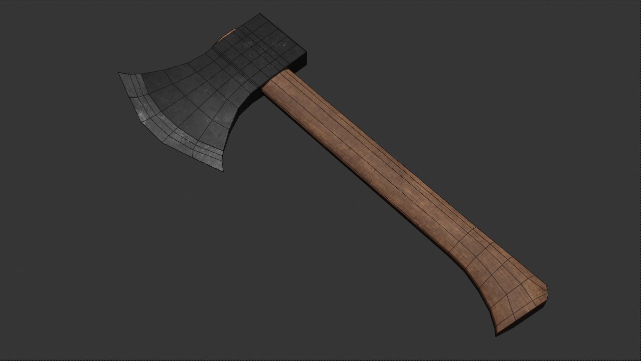 Hatchet axe Low-poly 3D model_4