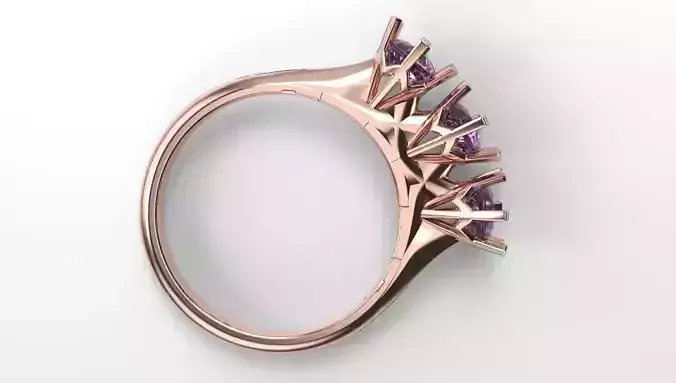 engagement ring with 3 stones 3D print model
