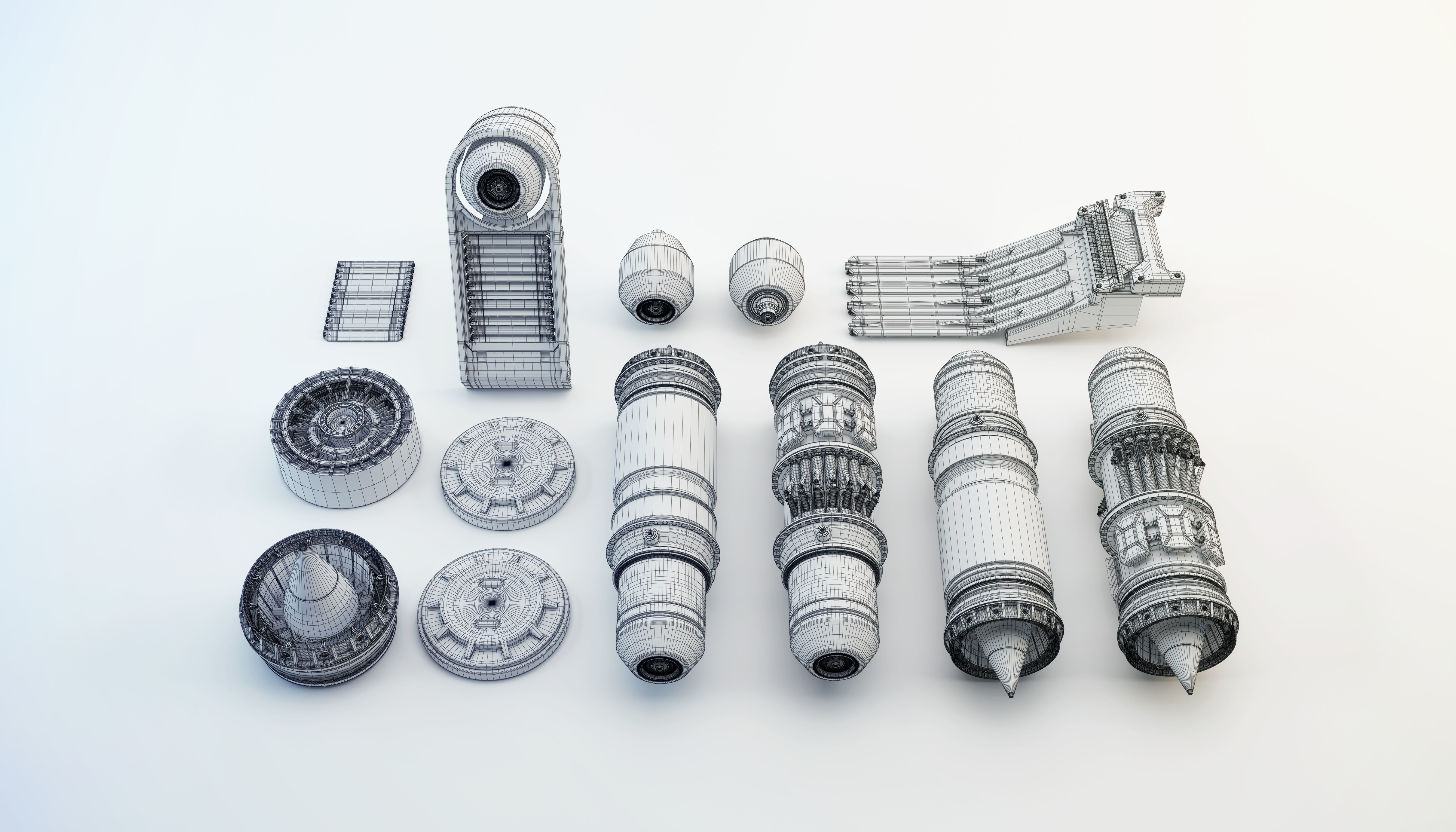 TURBINE SET - SUBDIVISION READY 3D model_1